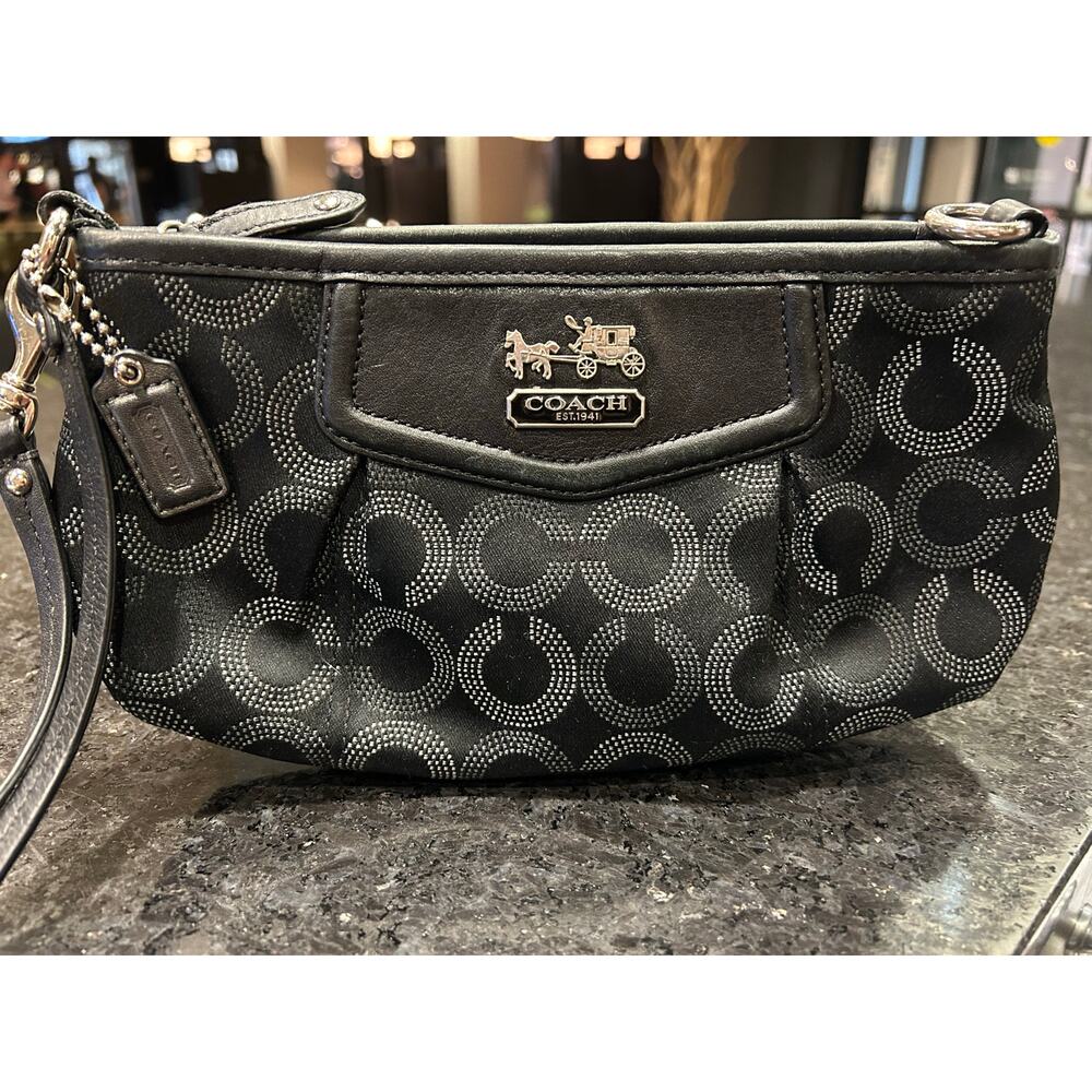Coach Madison Op Art Black Large Wristlet